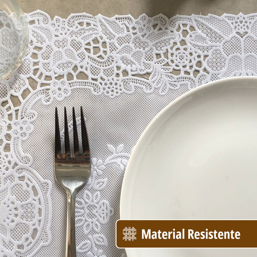 6 Jogo Americano Rendado Plástico 6 Lugares 30x46 Vr Cor Branco RENDADO BRANCO RETANGULAR