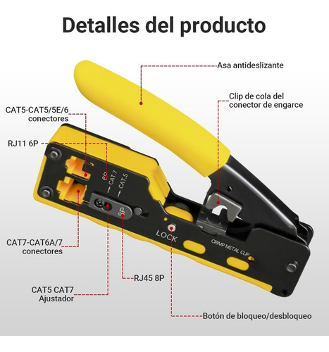 Herramienta De Engarzado Cat7 Ampcom Ez Pass Through Rj45 Co