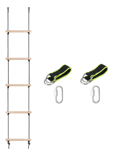 Escalera De Cuerda Para Columpio De Madera, 5 Secciones,