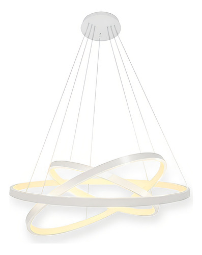 Lustre Pendente 5 Cores Led Moderno 3 Arcos Anéis 89w 60cm Cor Branco