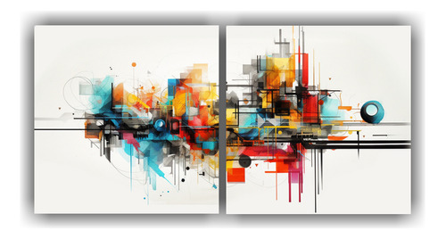 100x50cm Dos Composiciones Colores Street Art Abstractos Par