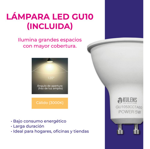 Marco De Empotrar 5w Gu10 3000k 120° Ip20 Bco/ngo Kulens