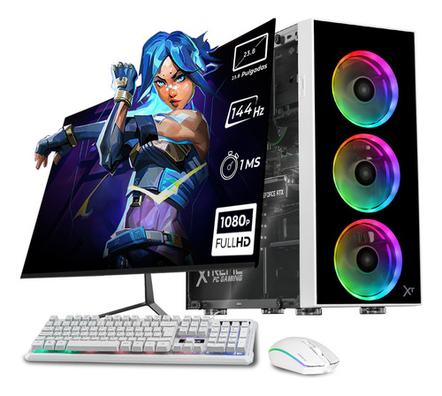 Xtreme Pc Gaming Geforce Rtx 3050 Amd Ryzen 5 5500 16gb Ssd 1tb Monitor 23.8 144hz Wifi Dragonfly White