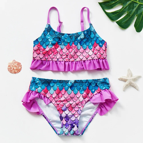 Traje De Baño Con Escamas De Pez Para Niñas, Traje De Baño S