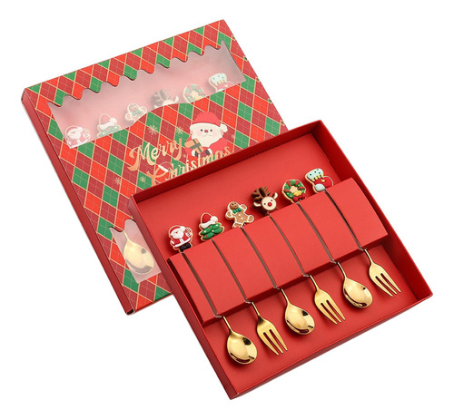 Kits De Talheres De Natal, Conjunto De Garfos 6 Unidades Um
