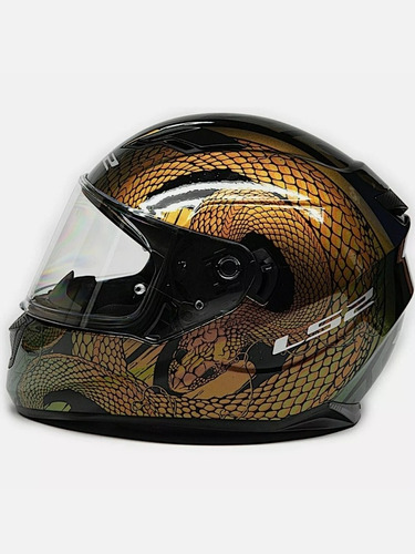 Casco Moto Dorado Serpiente Dot Pista Agv Varios Talles