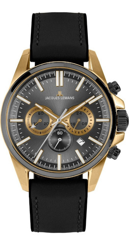 Reloj Jacques Lemans 1-2119d Acero Ip Malla De Cuero