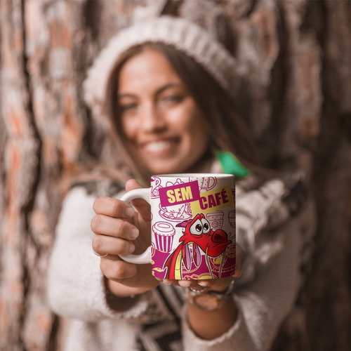 Caneca Mushu Mulan Com Café Sem Café Porcelana Personalizada