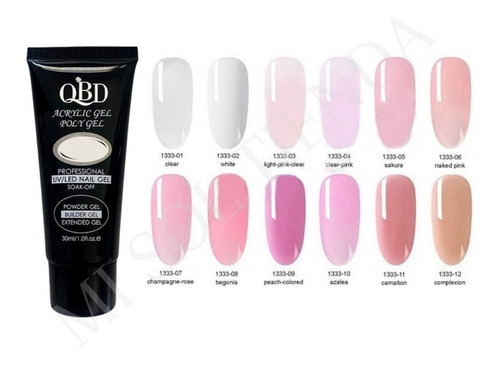 Polygel Qbd 30gr Powder Gel Uv/led Uñas Gelificada Esculpida Color Clear