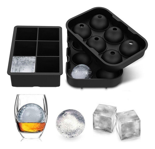 Molde Para Hielo Esferas Y Cubos Grandes 2 Piezas
