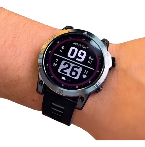 Reloj inteligente North Edge Crossfit 3 con pulsera GPS integrada, color negro
