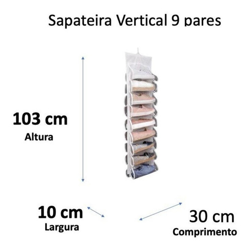 Sapateira Vertical Transparente Cabide 9 Pares De Sapato