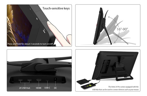 Tablet De Desenho Xp-pen Artist24 Pro 2,5 K Com Resolução 23