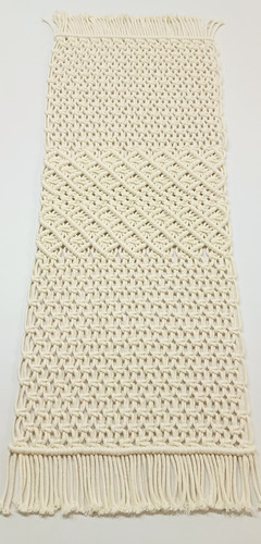 Camino De Mesa Macramé 1 M 35 Cm Geométrico Crema