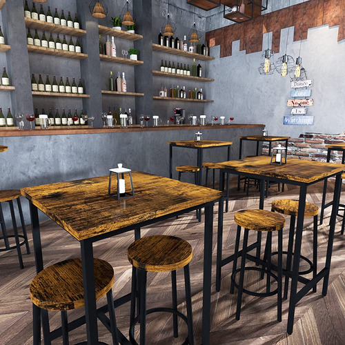 Juego De Comedor De 3 Piezas Mesa Y Taburetes Marrón Rustic