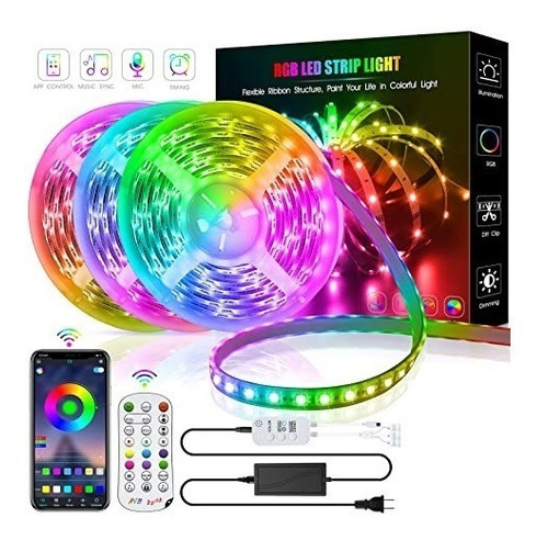 Kit Tira Luz Led Rgb 5 Metro Retroiluminado Bluetooth