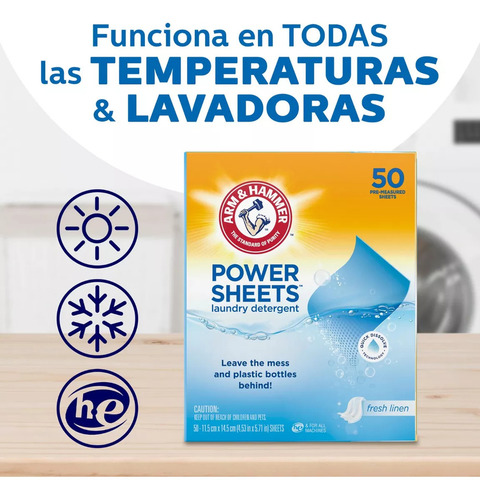 Detergente en Hojas x50 hojas Power Sheet Arm & Hammer