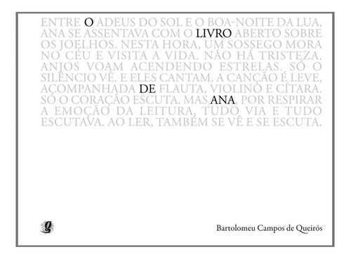 Livro O Livro De Ana -  Bartolomeu Campos De Queirós - Global