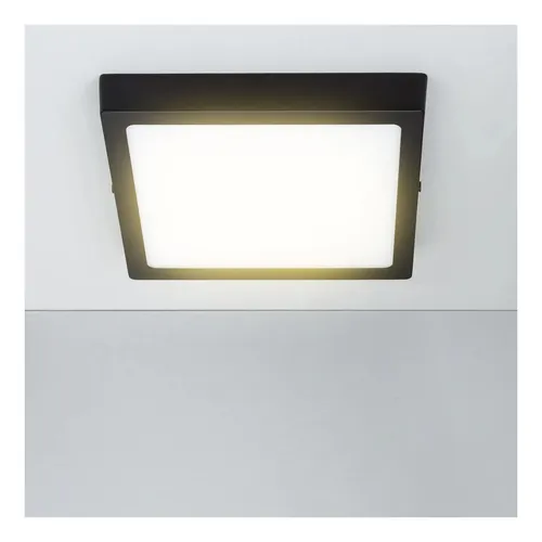 Pack 10 Panel Led Sobrepuesto Cuadrado Negro Pro 12w