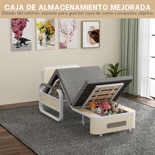 Sofa Cama Individual Plegable Color Gris