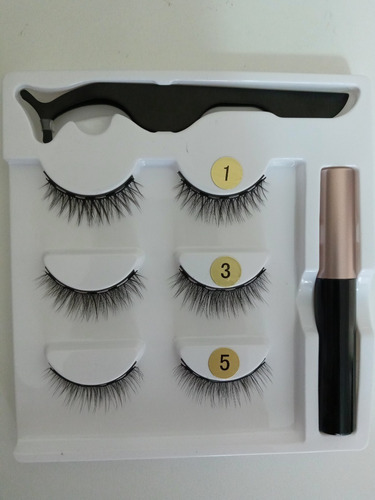Imagem 3 de 7 de Cílios Magnetico Kit Natural Volumoso Com Delineador