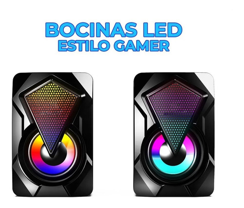 Bocinas Pc Con Control De Volumen Y Luces Rgb 3.5mm Elegate Negro