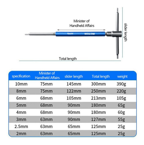 T Hex Hex Llave Set Bice Reparación Herramienta De 4 Mm