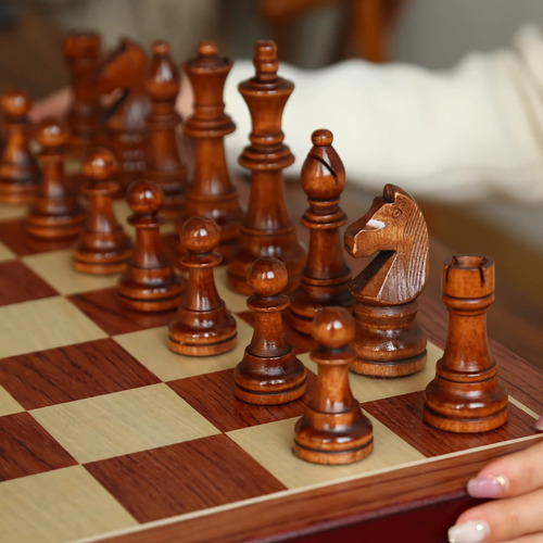 Juego De Ajedrez De Madera Nogal Extra Grande 20 Pulgadas