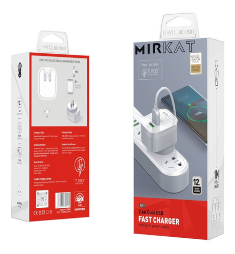 Cargador Celular Mirkat 2.4a 2 Puertos Usb Garantía 1 Año