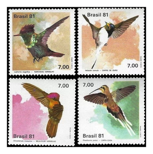 Fauna - Aves - Colibríes - Brasil - Serie Mint - Yv 1473-76
