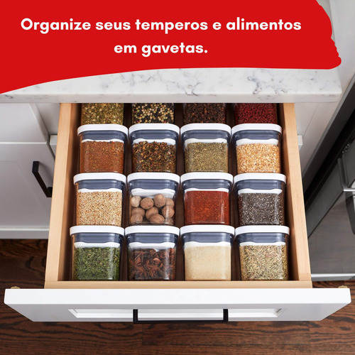 Kit 4 Potes Herméticos Porta Tempero Conjunto Oxo Cor Branco