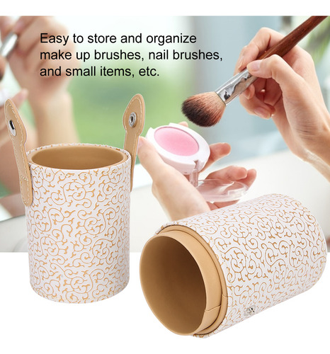 Tubo Portátil Para Brochas De Maquillaje De Piel Sintética C