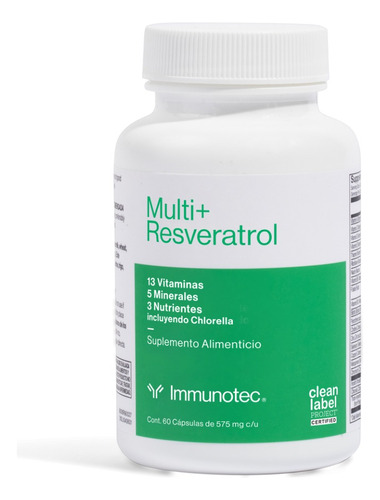 Immunotec Multi+ Resveratrol Con Vitaminas Y Minerales Sabor Sin sabor