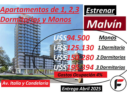 Estrenar - Apartamentos Malvin 2 Dormitorios Av. Italia Y Candelaria