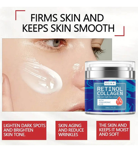 Crema Hidratante Facial Con Retinol D, Colágeno, Reduce La L
