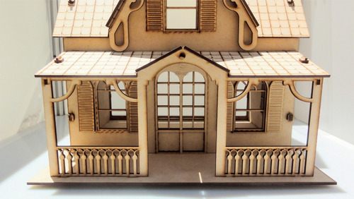 Imagen 10 de 10 de Casita De Muñecas - Mdf / Fibrofacil + Set Muebles X21