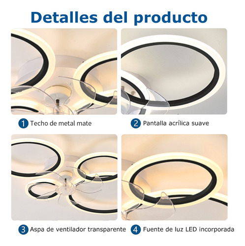 Lámpara Ventilador Techo Inteligente Mando A Distancia