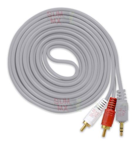 Imagen 1 de 10 de Cable Auxiliar De Audio 3.5 M A 2 Rca 3 Metros Estereo Aux