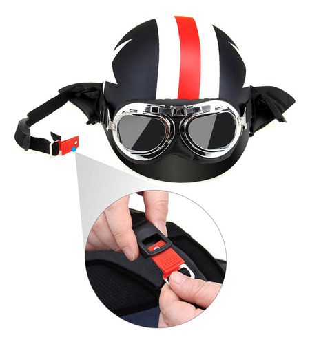 Casco De Moto Semiabierto Con Lentes Y Bufanda Y