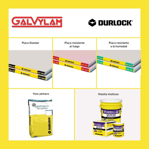 Placa Durlock 1,2 X 2,6mts Materiales X M2 Tabique Simple Blanco