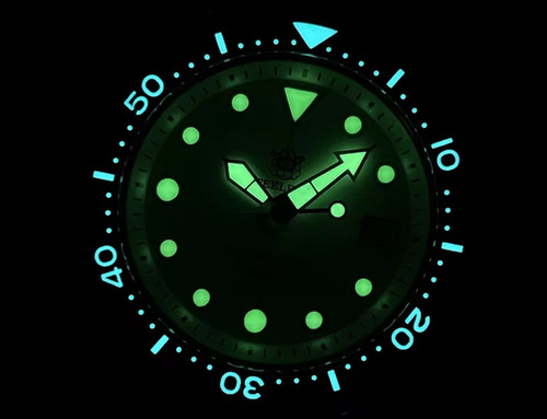 Relógio Automático Steeldive Mergulho 300m Turtle Seiko Nh35 Prateado Verde Verde