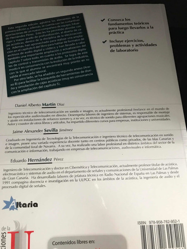 Electro Acústica. Técnico En Sonido Para Audiovisuales Y Esp, De Martín, D. Et Al.. Editorial Edi U, Tapa Blanda, Edición Edi U En Español, 2019