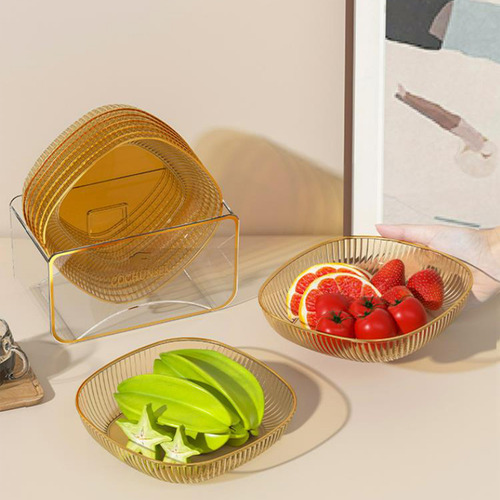 C Four Pack Transparent Pet Tableware Squared Household Livi