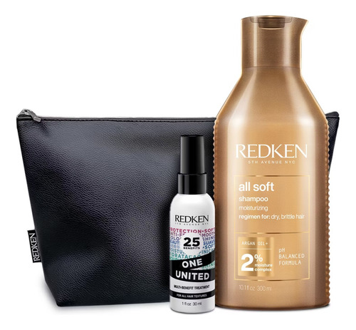 Redken Pack Shampoo All Soft 300 Ml + One United 30 Ml-cosm.