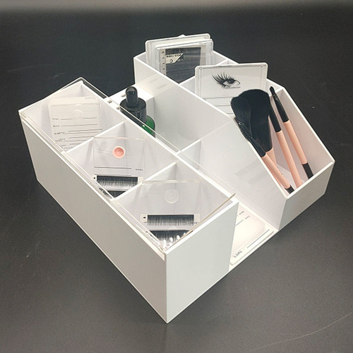 Caja De Almacenamiento De Pestañas Acrílico Blanco