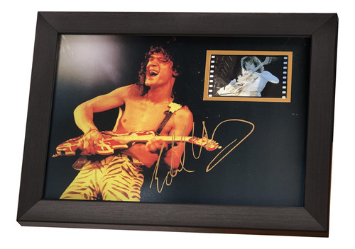 Póster Firmado De Eddie Van Halen En Marco 20 X 15 Cm