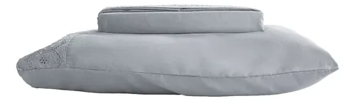 Jogo De Cama Bordado Queen Belle Maison Cinza Poliester Lyor