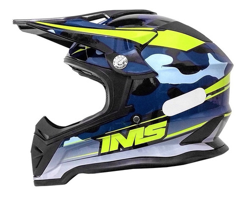 Capacete Ims Army Azul Camuflado Trilha Motocross Enduro