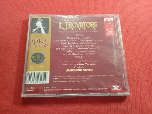 Giuseppe Verdi Callas / Il Trovatore Cd Doble / Grecia B20