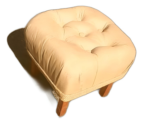 Puff Sillón Tapizado Con Patas De Madera Pouf